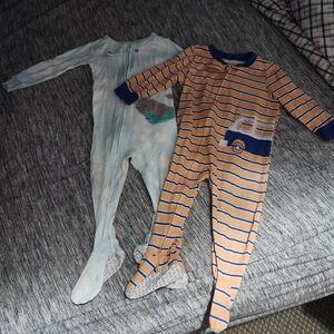 Carter's Orange and Blue Striped Footie Pajamas Set